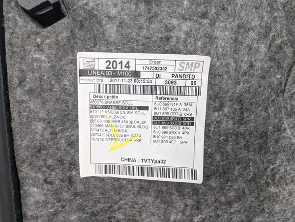 2016-2018 Audi 8U Q3 Left Front Driver Interior Door Panel Black 8U1867105 *Damage*