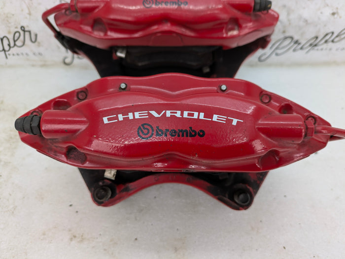 2015 Chevrolet 5th Gen Camaro 2SS Oem Brembo Rear Left & Right Brake Caliper Set Pair Red Performance Upgrade Kit 84300395