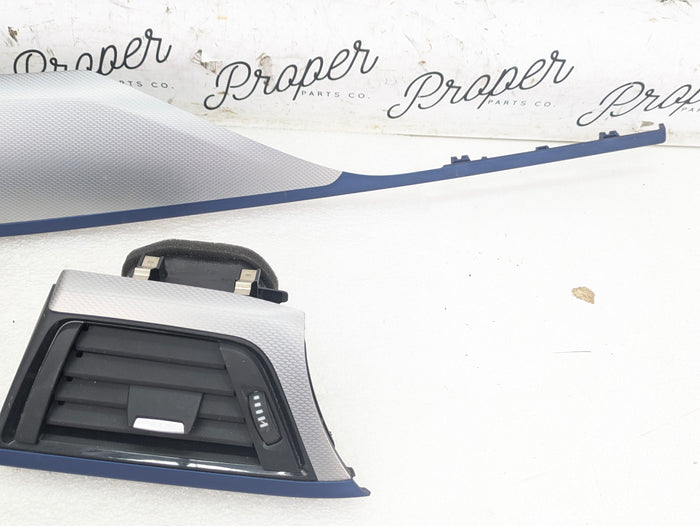 BMW F32 F33 435xi 428xi 440xi 430xi M Sport Aluminum Hexagon & Blue Interior Trim Set