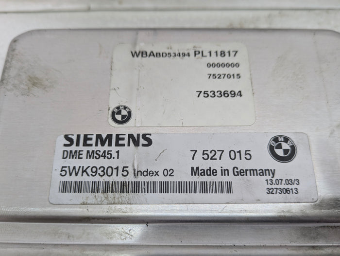 BMW E46 330Ci M54B30 Siemens MS45.1 Engine Control Module DME ECU 7527015/7533694