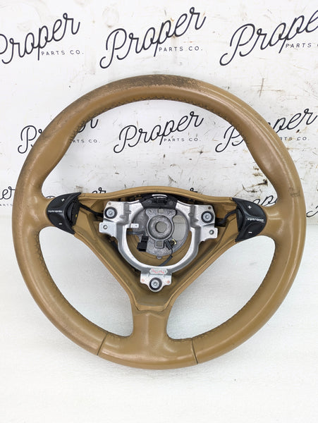 Porsche 996.2 911 Carrera 4 Automatic Tiptronic 3 Spoke Steering Wheel Savanna Beige Leather 99634780464 *DAMAGED*