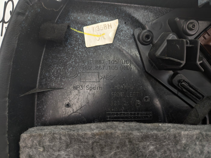 2016-2018 Audi 8U Q3 Left Front Driver Interior Door Panel Black 8U1867105 *Damage*