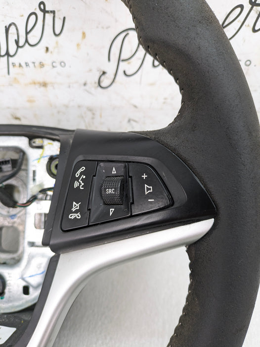 2015 Chevrolet 5th Gen Camaro 2SS Manual Flat Bottom Suede/Alcantara Steering Wheel W/Control Buttons 22925461 *DAMAGED*