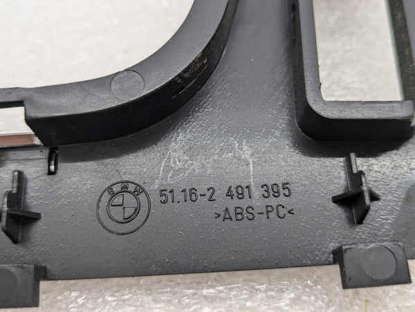 BMW Z3 Center Console Trim Cover Panel Black w/ Chrome Trim 2491395 *Damaged*