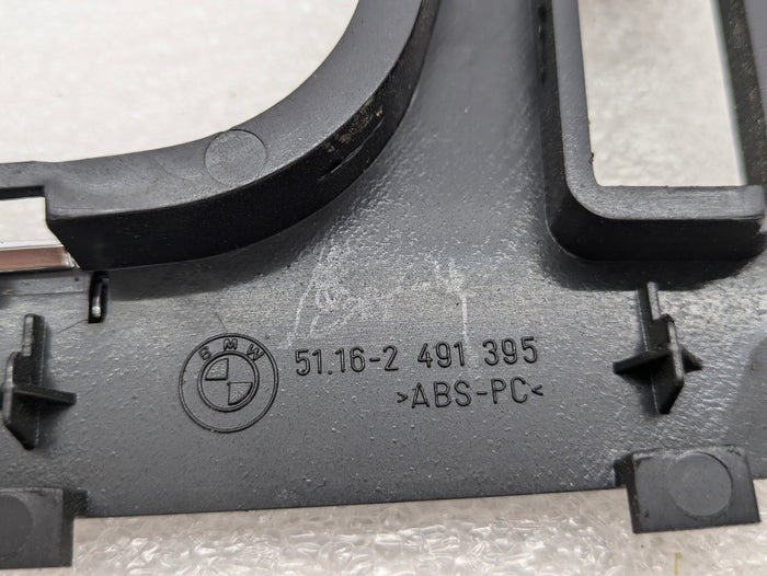 BMW Z3 Center Console Trim Cover Panel Black w/ Chrome Trim 2491395 *Damaged*