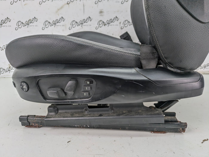 BMW E90 E91 3 Series Driver & Passenger Front Black Leather Sport Seats