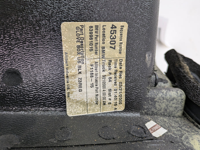 BMW Z3 M Roadster/M Coupe Black Glove Box Storage Compartment With Handle 7888676 *DAMAGED*