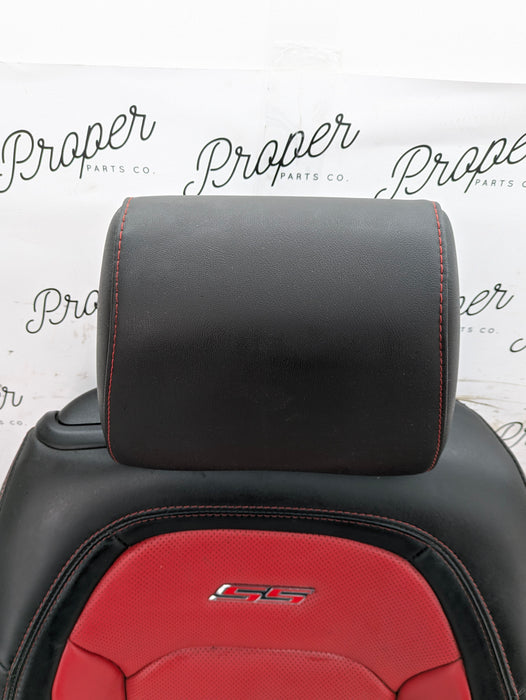 2018 Chevrolet 6th Gen Camaro 2SS Front Right/Passenger Side Rear Upper Seat Back Cushion/Headrest Leather Black & Adrenaline Red (H16)