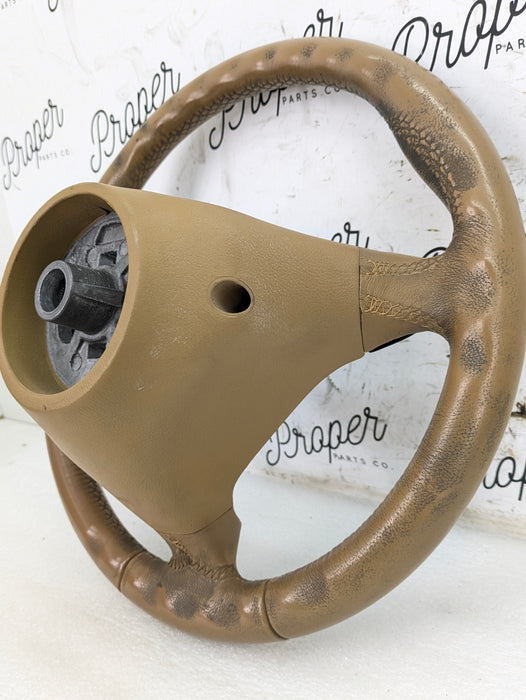 Porsche 996.2 911 Carrera 4 Automatic Tiptronic 3 Spoke Steering Wheel Savanna Beige Leather 99634780464 *DAMAGED*