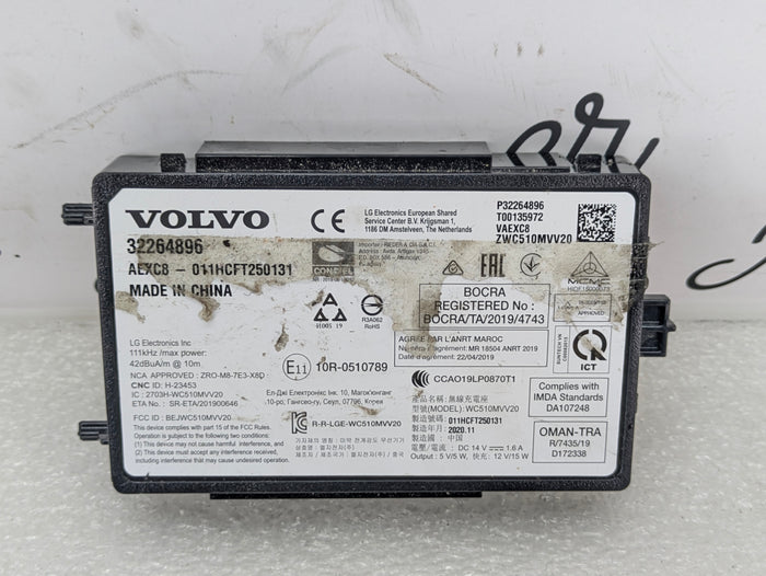 2021 Volvo V60 T6 R-Design Wireless Charger Control Module 32264896