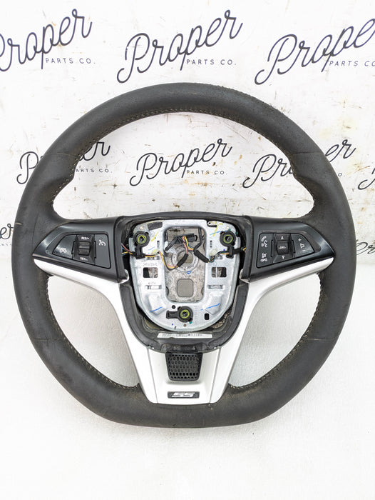 2015 Chevrolet 5th Gen Camaro 2SS Manual Flat Bottom Suede/Alcantara Steering Wheel W/Control Buttons 22925461 *DAMAGED*
