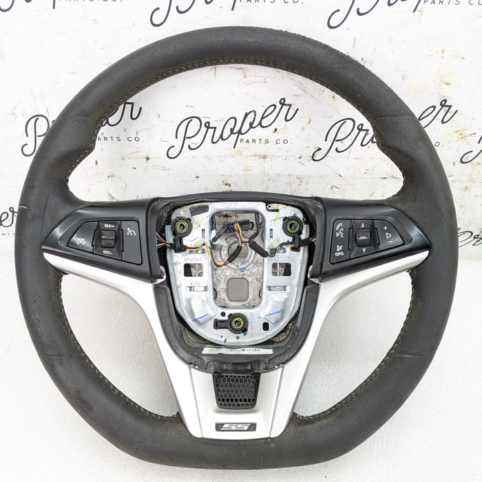 2015 Chevrolet 5th Gen Camaro 2SS Manual Flat Bottom Suede/Alcantara Steering Wheel W/Control Buttons 22925461 *DAMAGED*