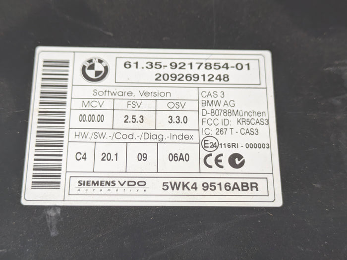 BMW E91 E90 E92 E93 3 Series Car Access System Central Locking CAS3 Module 9217854