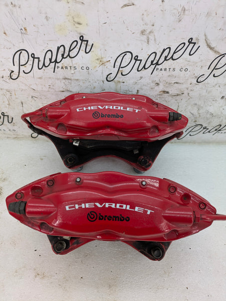 2015 Chevrolet 5th Gen Camaro 2SS Oem Brembo Rear Left & Right Brake Caliper Set Pair Red Performance Upgrade Kit 84300395