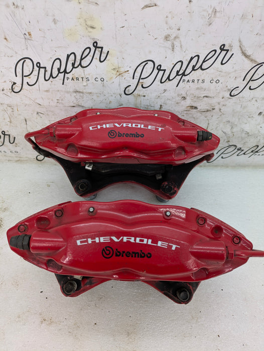 2015 Chevrolet 5th Gen Camaro 2SS Oem Brembo Rear Left & Right Brake Caliper Set Pair Red Performance Upgrade Kit 84300395