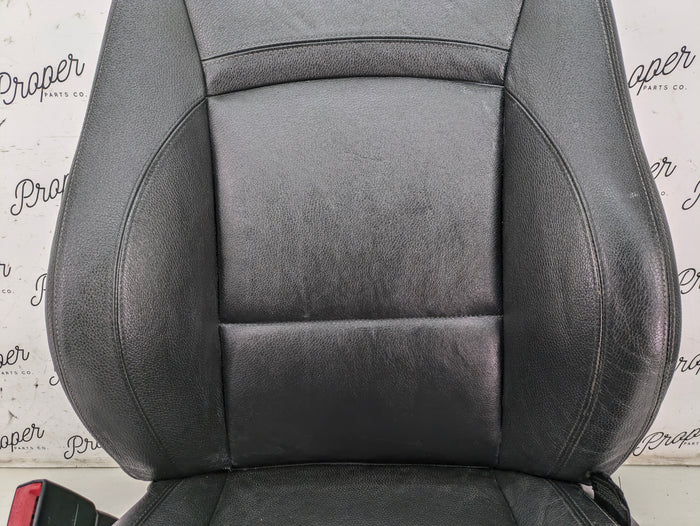 BMW E90 E91 3 Series Driver & Passenger Front Black Leather Sport Seats