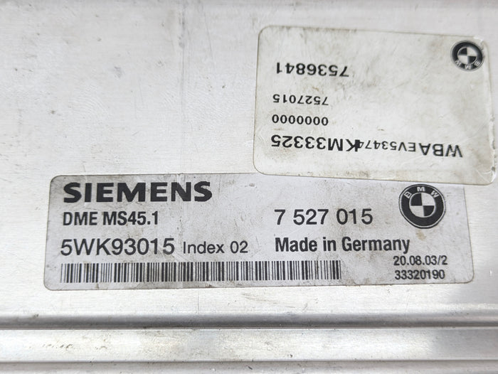 BMW E46 330Ci M54B30 Siemens MS45.1 Engine Control Module ECU 7527015/7536841