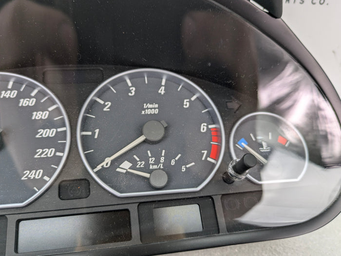 BMW E46 330Ci Coupe/Convertible JAPAN Grey Face Silver Ring Speedometer Automatic KMH Gasoline Instrument Gauge Cluster 6911321