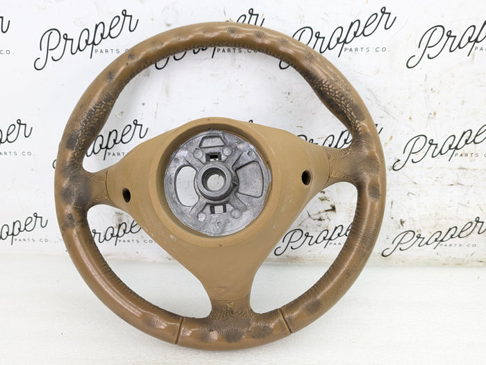 Porsche 996.2 911 Carrera 4 Automatic Tiptronic 3 Spoke Steering Wheel Savanna Beige Leather 99634780464 *DAMAGED*