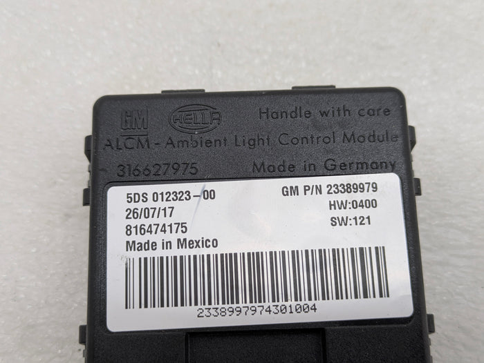 2018 Chevrolet 6th Gen Camaro 2SS Ambient Interior Light Lamp Control Module 23389979