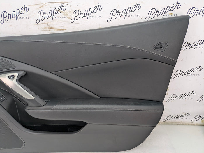 Chevrolet C7 Corvette Stingray Z51 Right/Passenger Side Jet Black Leather Door Panel Card