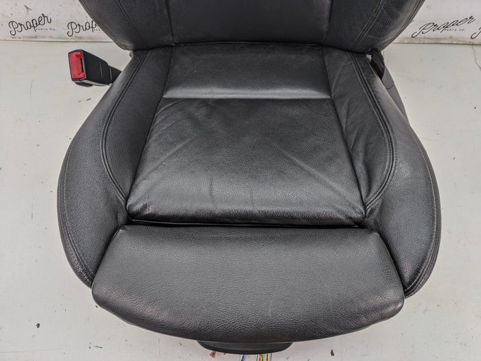 BMW E90 E91 3 Series Driver & Passenger Front Black Leather Sport Seats