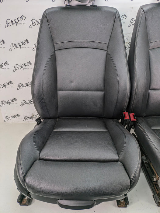 BMW E90 E91 3 Series Driver & Passenger Front Black Leather Sport Seats