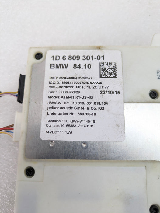 BMW F30 340xi Telematics Communication Control Uni Module 6809301/84101D6809301
