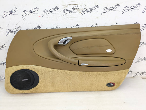 Porsche 996.2 911 Carrera 4 Cabriolet Convertible Right/Passenger Side Front Interior Door Panel Savanna Beige Leather 99655532201/99655583400