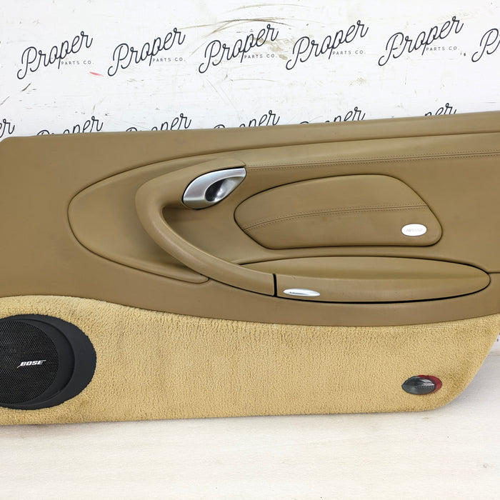 Porsche 996.2 911 Carrera 4 Cabriolet Convertible Right/Passenger Side Front Interior Door Panel Savanna Beige Leather 99655532201/99655583400