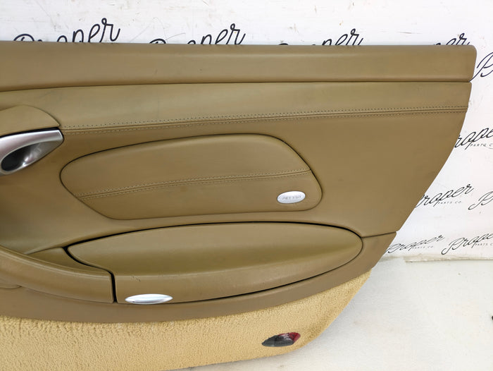 Porsche 996.2 911 Carrera 4 Cabriolet Convertible Right/Passenger Side Front Interior Door Panel Savanna Beige Leather 99655532201/99655583400