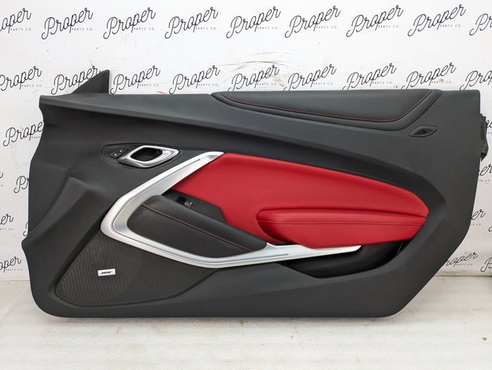 2018 Chevrolet 6th Gen Camaro 2SS Right/Passenger Side Door Panel Card Black/Adrenaline Red (H16) W/Bose 84165451