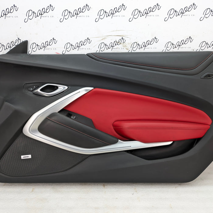 2018 Chevrolet 6th Gen Camaro 2SS Right/Passenger Side Door Panel Card Black/Adrenaline Red (H16) W/Bose 84165451