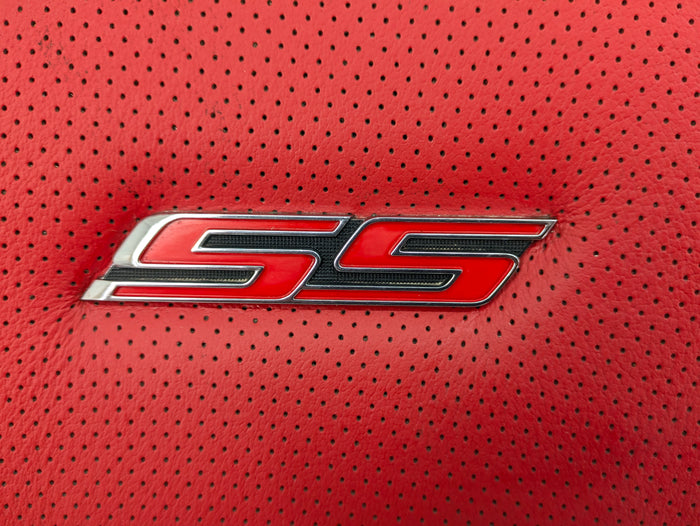 2018 Chevrolet 6th Gen Camaro 2SS Front Right/Passenger Side Rear Upper Seat Back Cushion/Headrest Leather Black & Adrenaline Red (H16)