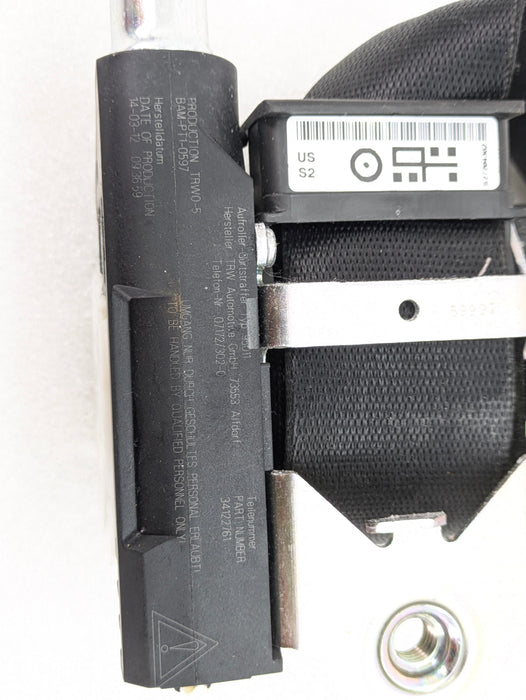 BMW E92 335xi 328xi M3 LCI Right/Passenger Side Front Black Seat Belt 7284362