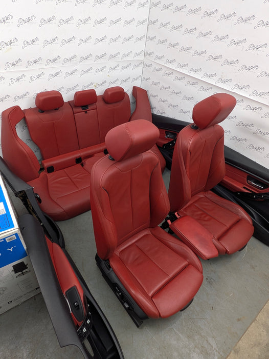 BMW F30 335xi M Sport Complete Red Interior Swap Kit Set Leather Coral Red Door Cards & Seats