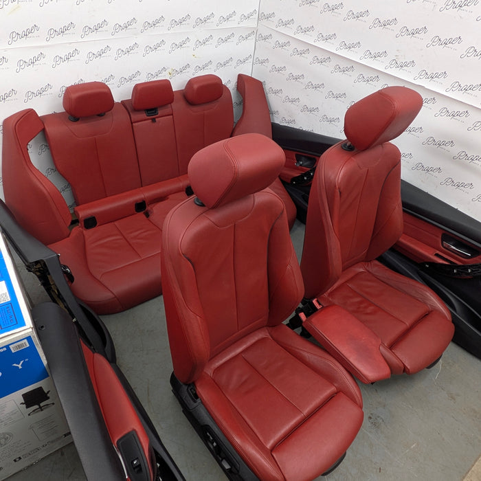 BMW F30 335xi M Sport Complete Red Interior Swap Kit Set Leather Coral Red Door Cards & Seats