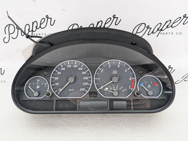 BMW E46 330Ci Coupe/Convertible JAPAN Grey Face Silver Ring Speedometer Automatic KMH Gasoline Instrument Gauge Cluster 6911321