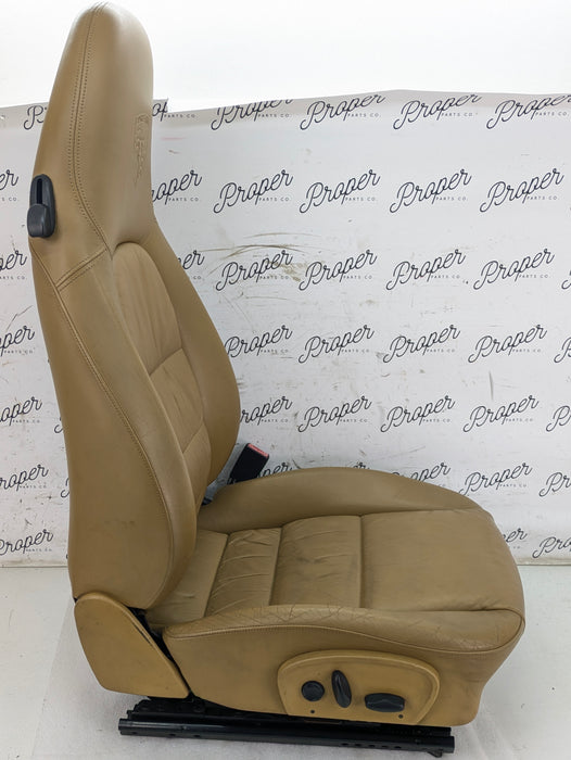 Porsche 996.2 911 Carrera 4 Front Left/Right Seats Savanna Beige Leather W/Porsche Crest