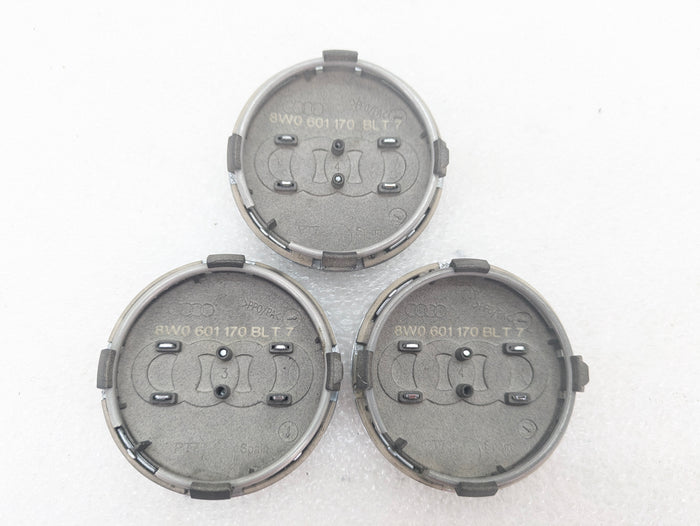 Audi 8V RS3 Black & Chrome Wheel Rim Center Caps 8W0601170