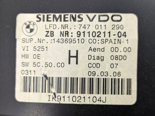 BMW E90 E91 E92 E93 3 Series Instrument Gauge Cluster KPH 9110211/62109316149