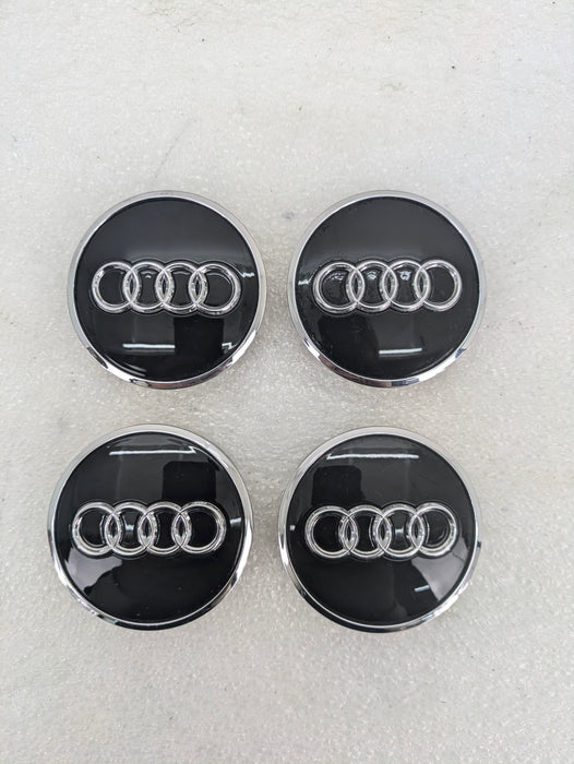 Audi 8V RS3 Black & Chrome Wheel Rim Center Caps Set Of 4 8W0601170