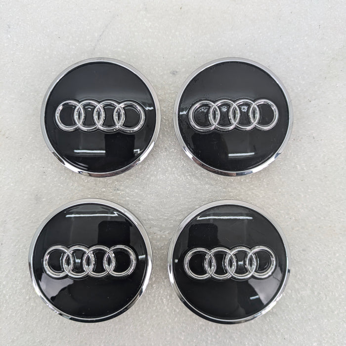 Audi 8V RS3 Black & Chrome Wheel Rim Center Caps Set Of 4 8W0601170