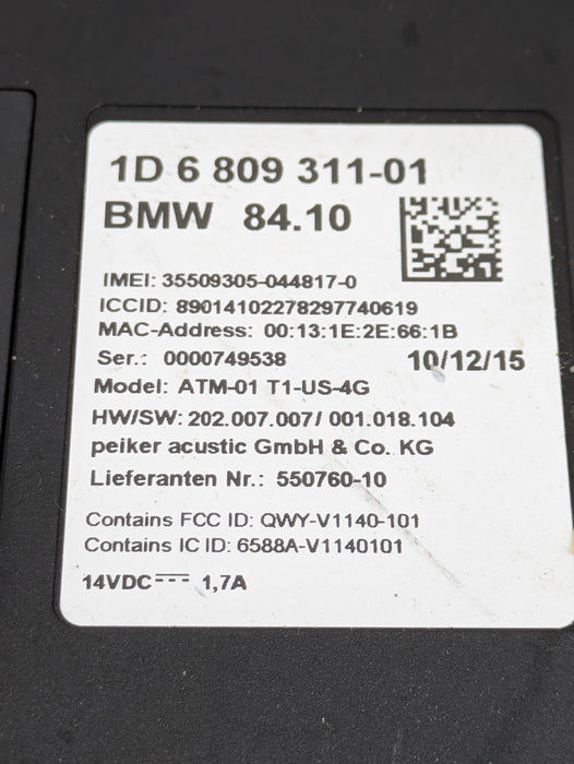 BMW F22 228xi M235xi M240xi 230xi Telematics Communication Control Module 6809311/9297787