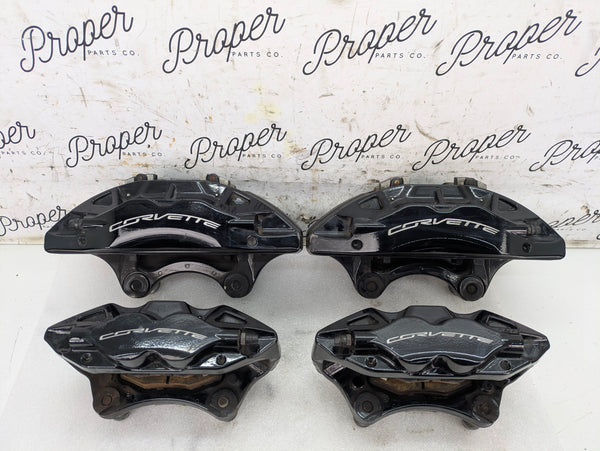 Chevrolet C7 Corvette Stingray Z51 Front & Rear Brembo Brake Calipers Set Black 22847810/22847805/84089131/84089127