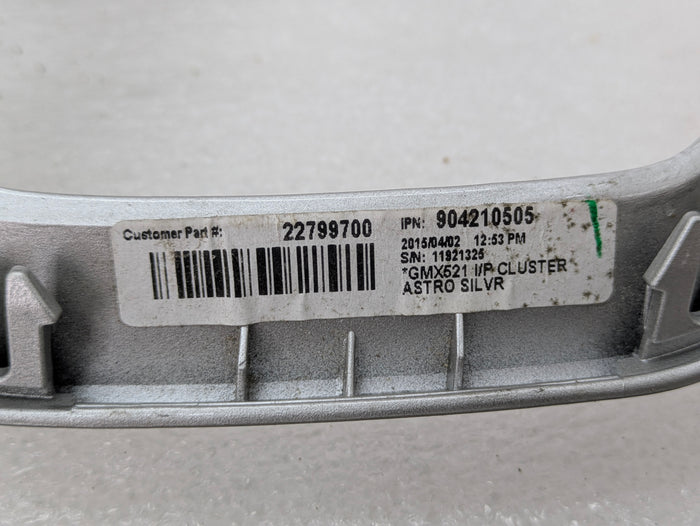 2015 Chevrolet 5th Gen Camaro 2SS Silver Main Instrument Gauge Cluster Speedometer Tachometer Surround Trim W/Rubber Shroud 22799700/92240629