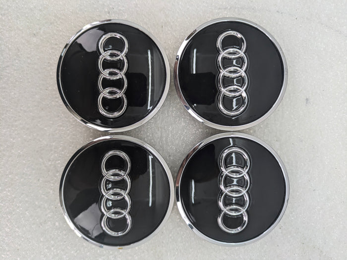 Audi 8V RS3 Black & Chrome Wheel Rim Center Caps Set Of 4 8W0601170