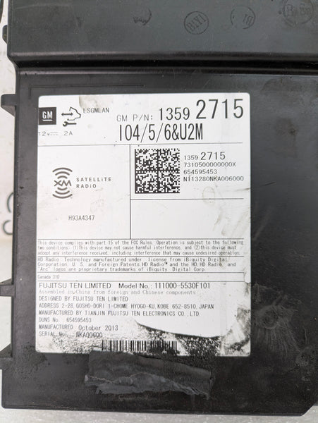Chevrolet C7 Corvette Stingray Z51 AM/FM Radio Receiver Module 13592715