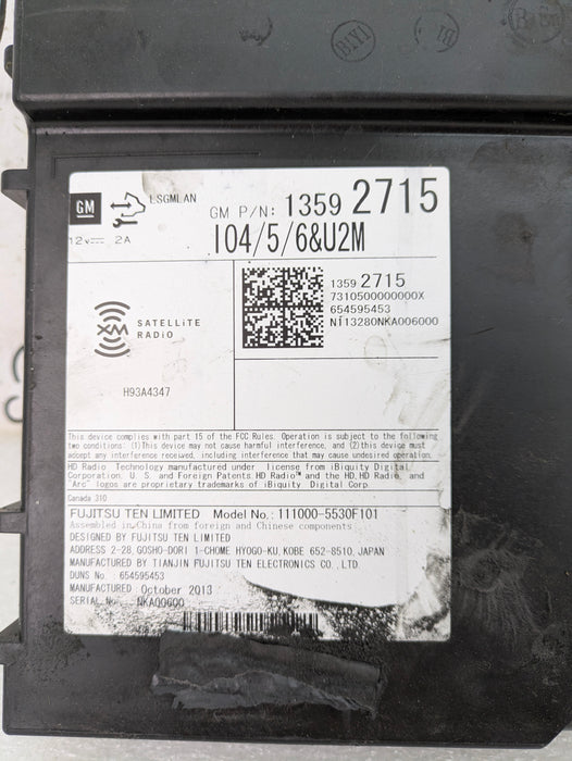 Chevrolet C7 Corvette Stingray Z51 AM/FM Radio Receiver Module 13592715