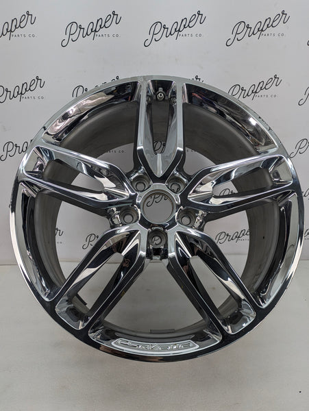Chevrolet C7 Corvette Stingray Rear Wheel Rim Chrome Split 5-Spoke 20"x10" 20986480 *DAMAGED*